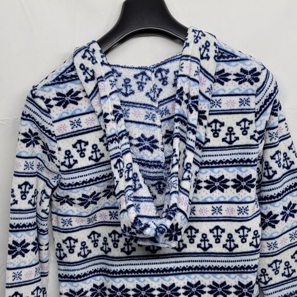 Nautica Womens Sweater Dress Hoodie Size Medium Fleece Anchor Print 3/4 Sleeve - Picture 2 of 14